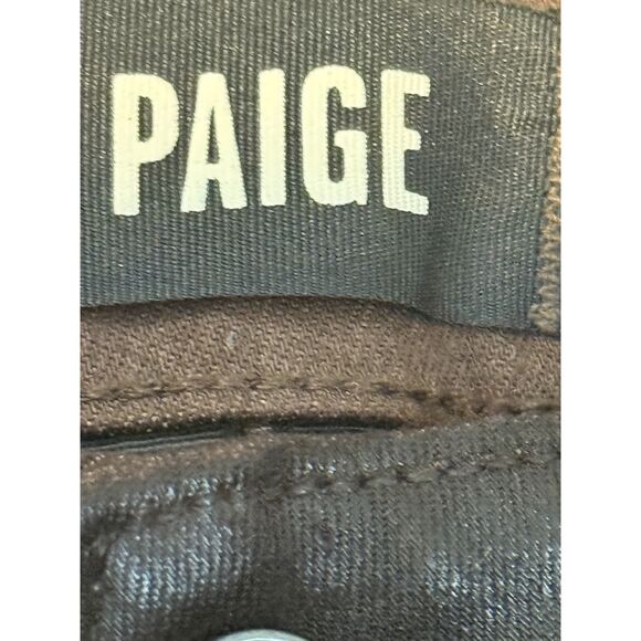 Paige Cindy Coated High Rise Straight Jeans Brown Size 31 Chic Night Out - Picture 6 of 12